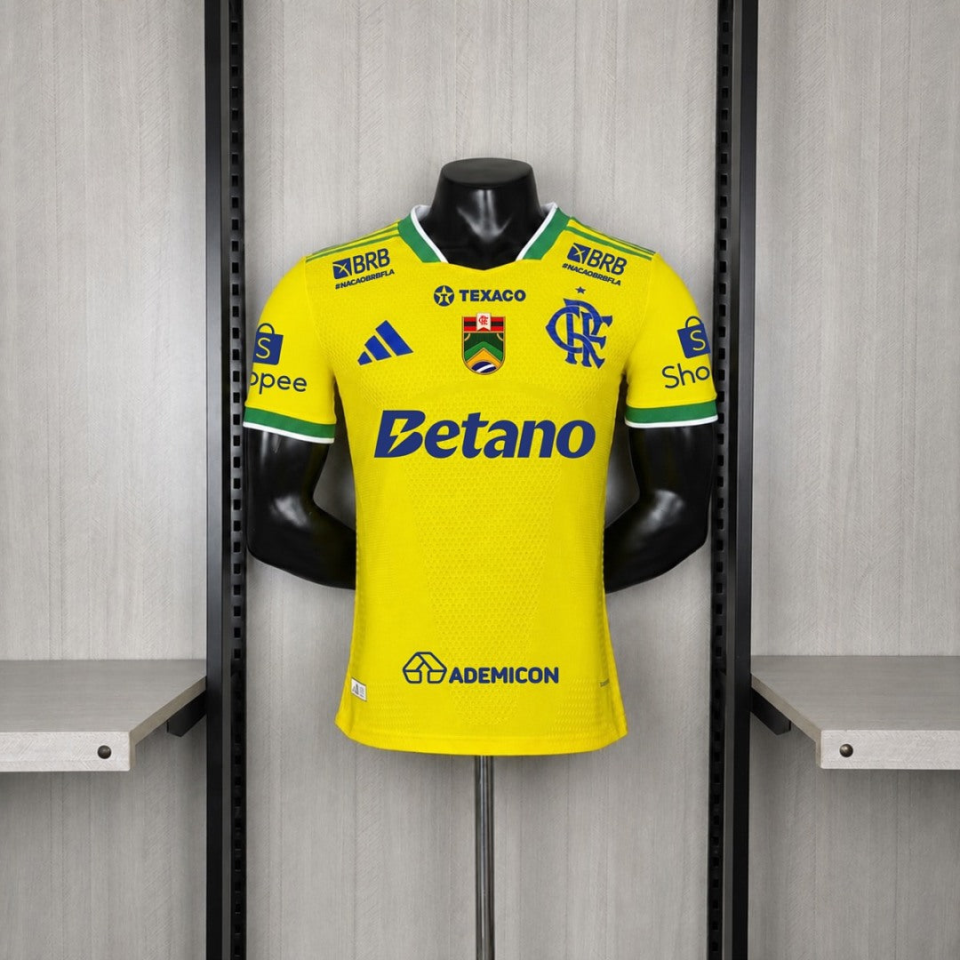 Camisa Flamengo Edição Copa do Mundo Amarela Com Patrocínios 26/27 - Adidas Jogador Masculina
