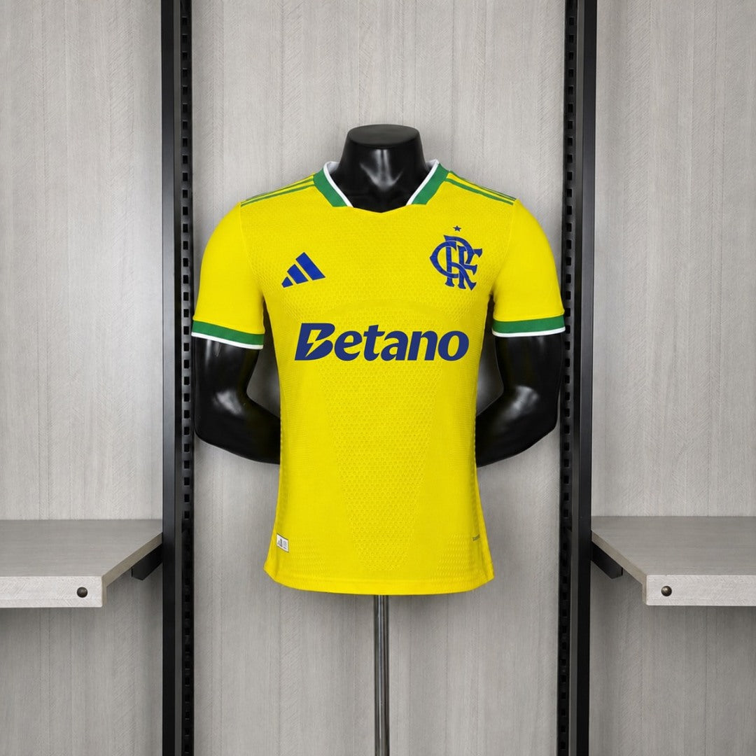 Camisa Flamengo Edição Copa do Mundo Amarela Com Patrocínios 26/27 - Adidas Jogador Masculina