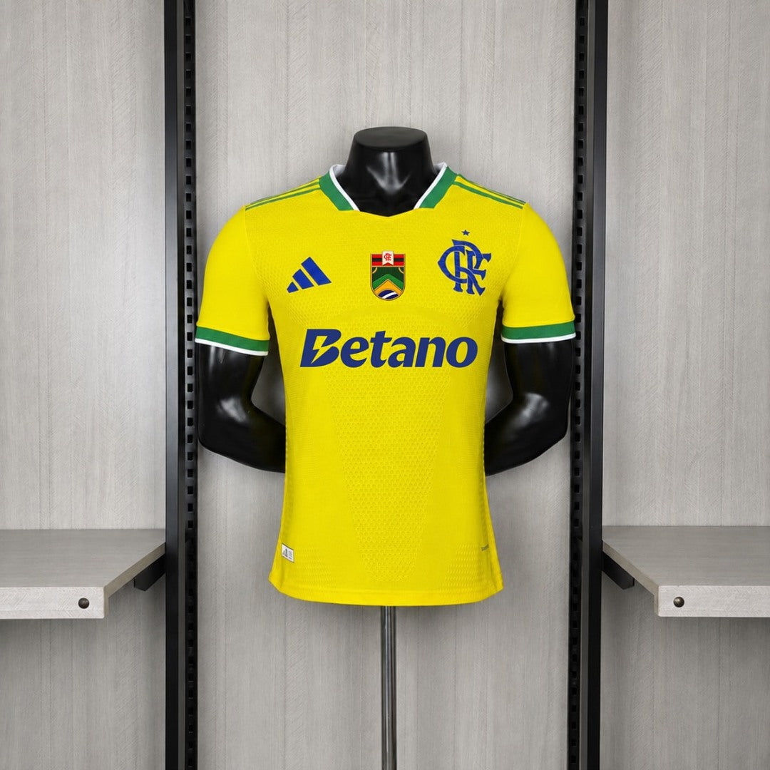 Camisa Flamengo Edição Copa do Mundo Amarela Com Patrocínios 26/27 - Adidas Jogador Masculina