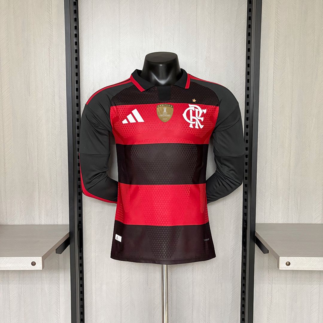 Camisa Flamengo Home Com Patrocínios 26/27 Manga Longa - Adidas Jogador Masculina