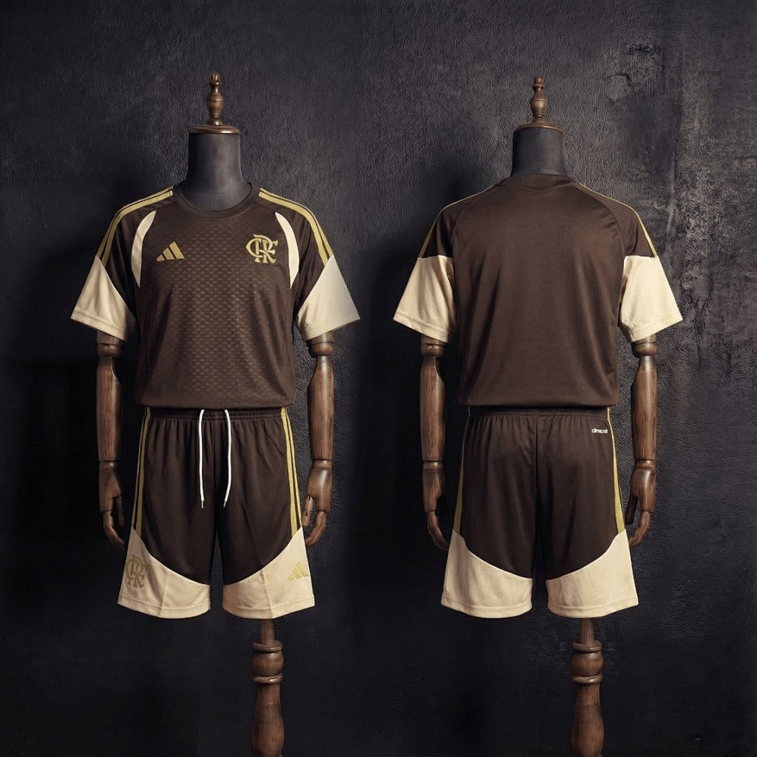 Kit Infantil Flamengo Treino Marrom 26/27