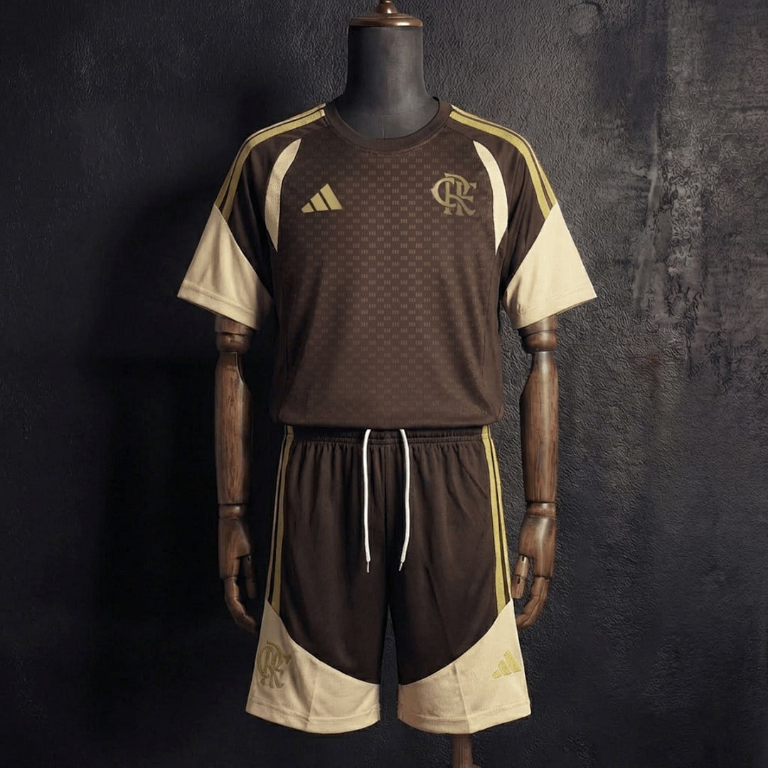Kit Infantil Flamengo Treino Marrom 26/27