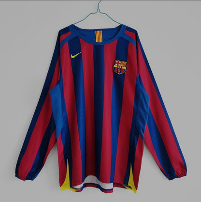 Camisa Barcelona 2005/2006 Home Manga Longa - Retrô Masculina
