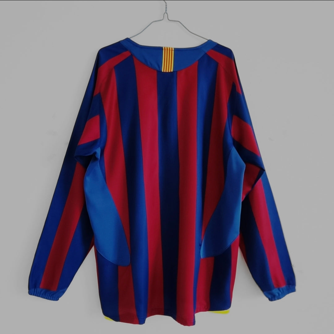 Camisa Barcelona 2005/2006 Home Manga Longa - Retrô Masculina