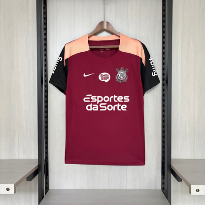Camisa Corinthians Treino Vermelha Com Patrocínios 26/27 - Nike Torcedor Masculina