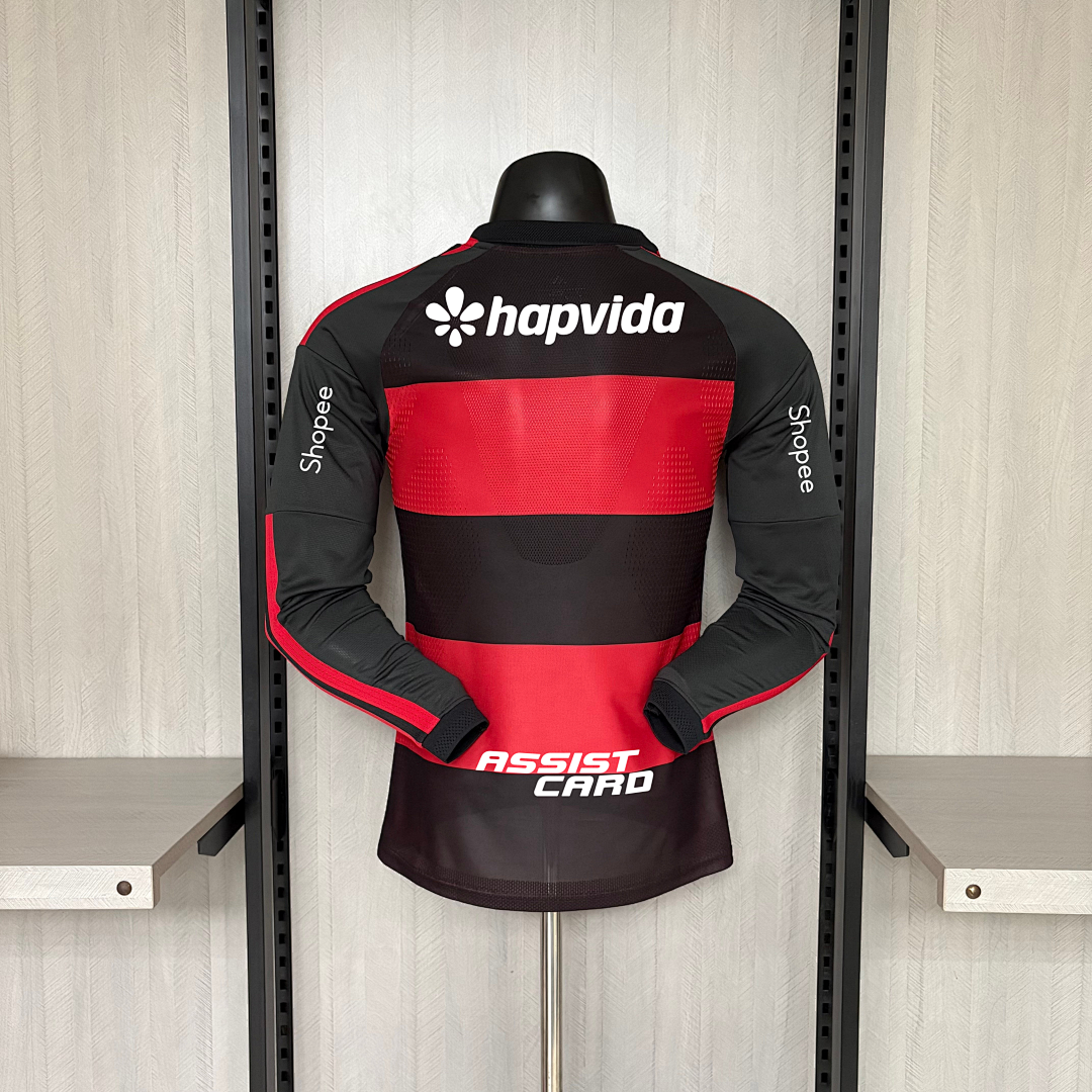 Camisa Flamengo Home Com Patrocínios 26/27 Manga Longa - Adidas Jogador Masculina