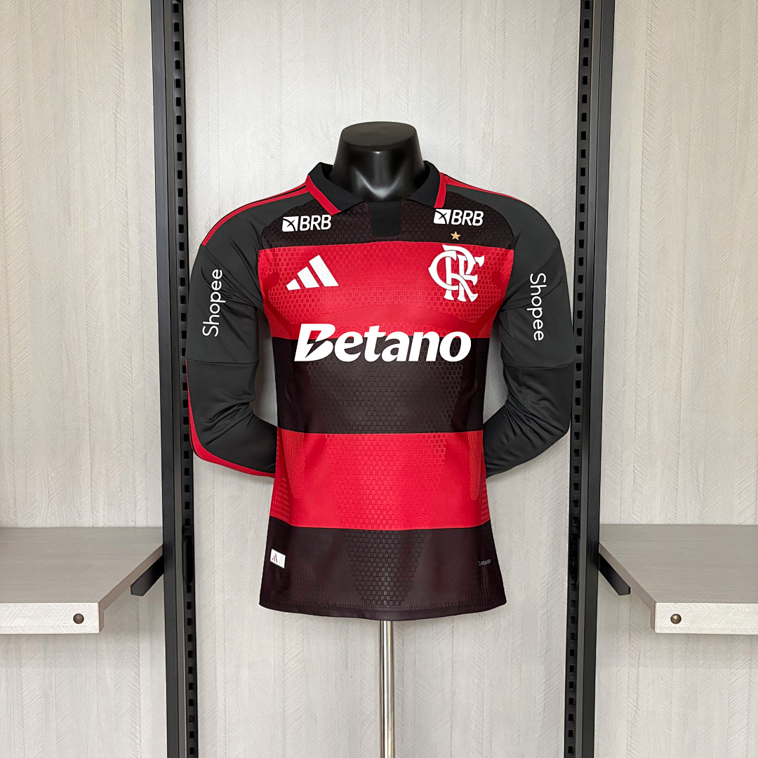 Camisa Flamengo Home Com Patrocínios 26/27 Manga Longa - Adidas Jogador Masculina