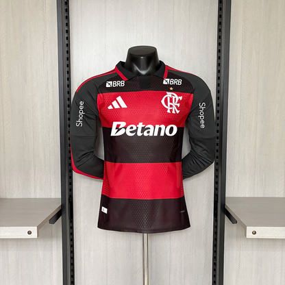 Camisa Flamengo Home Com Patrocínios 26/27 Manga Longa - Adidas Jogador Masculina