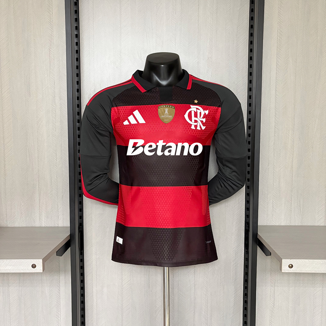 Camisa Flamengo Home Com Patrocínios 26/27 Manga Longa - Adidas Jogador Masculina