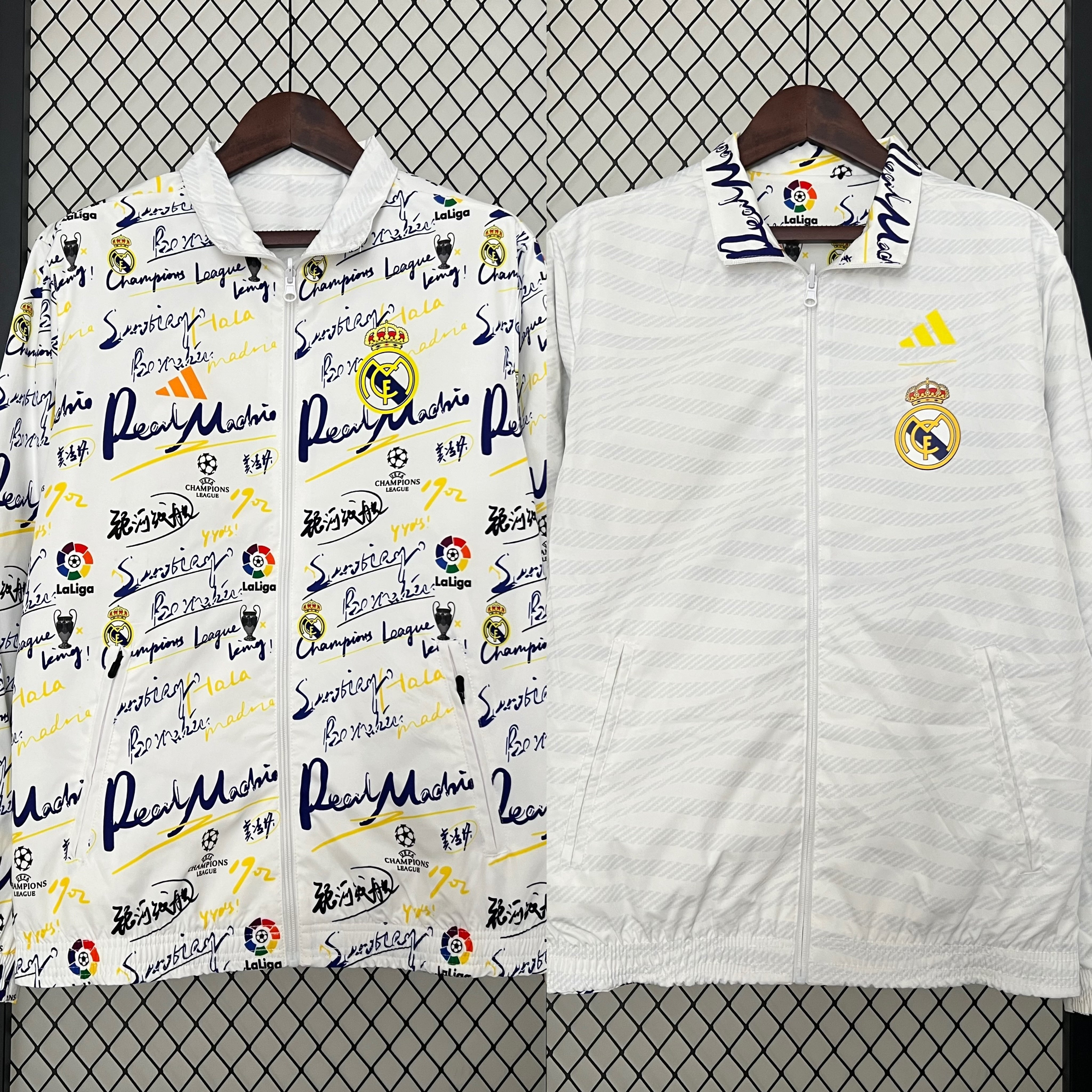 Jaqueta Corta Vento Real Madrid Dupla Face 2023/24 - Branco