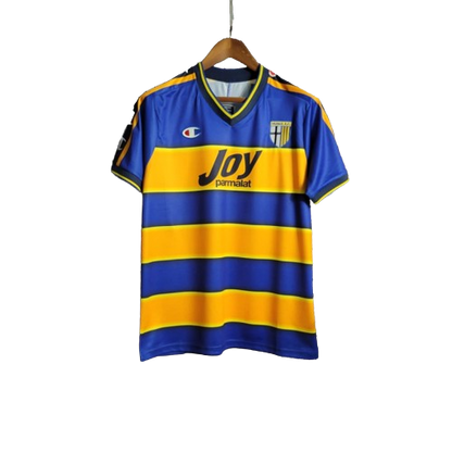 Camisa Retrô Parma Home Champion 2001/02 Masculino Azul e Amarelo