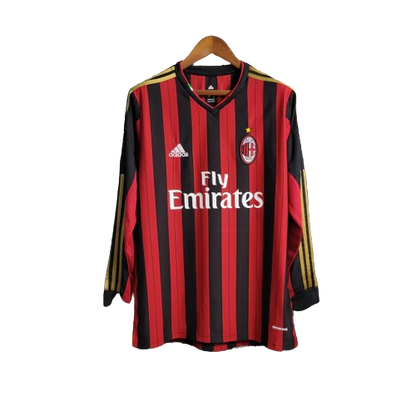 Camisa Retrô Milan I Adidas 2013/14 Manga Longa Vermelho e Preto